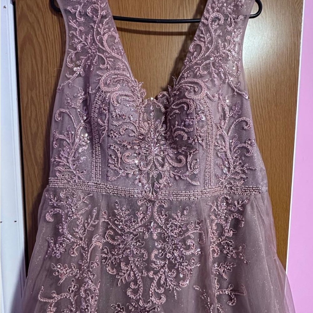 Elegant Pink Embroidered Prom Dress